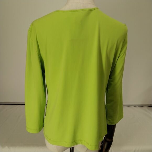 Julie Mitchell Lime Green Gathered V Neck Blouse Size L - Picture 7 of 8